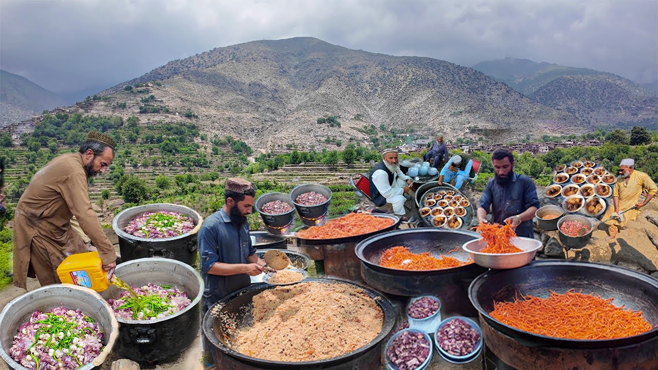 Massive Afghanistan Village Wedding Foods for 2000 Guest in the Mountain | Mega Kabuli Cooking