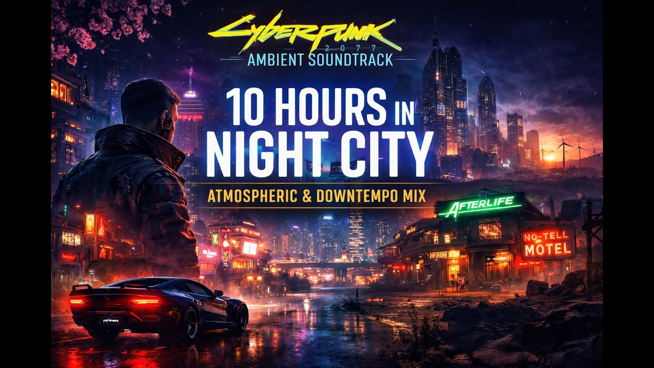 Cyberpunk 2077 Ambient In-Game Soundtrack – 10 Hours in Night City 🌆 | Atmospheric & Downtempo Mix