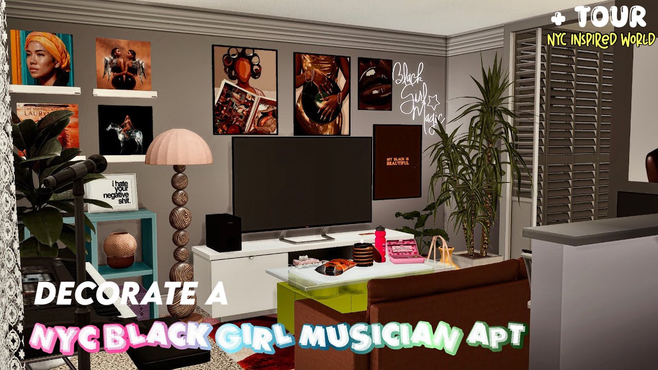 REALISTIC NYC BLACK GIRL MUSICIAN APARTMENT │ The Sims 4│THE EXIST SAVE FILE