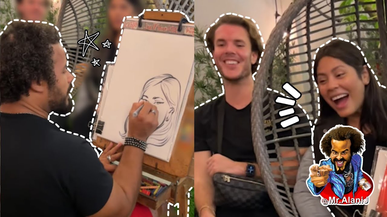 They were super happy to see the result of their caricature!😍