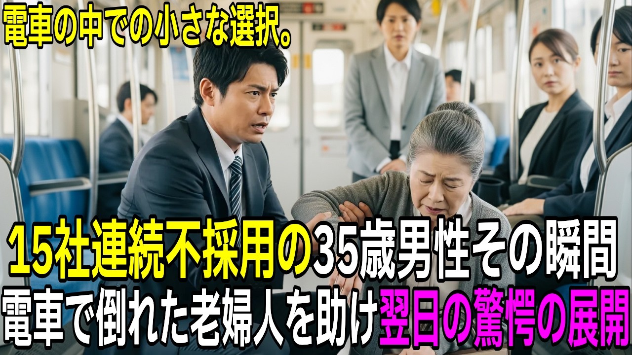車椅子の娘を支える35歳男性。15社連続で面接に落ち続けて16社目に向かう電車内で老婦人を助けた結果…【感動する話】