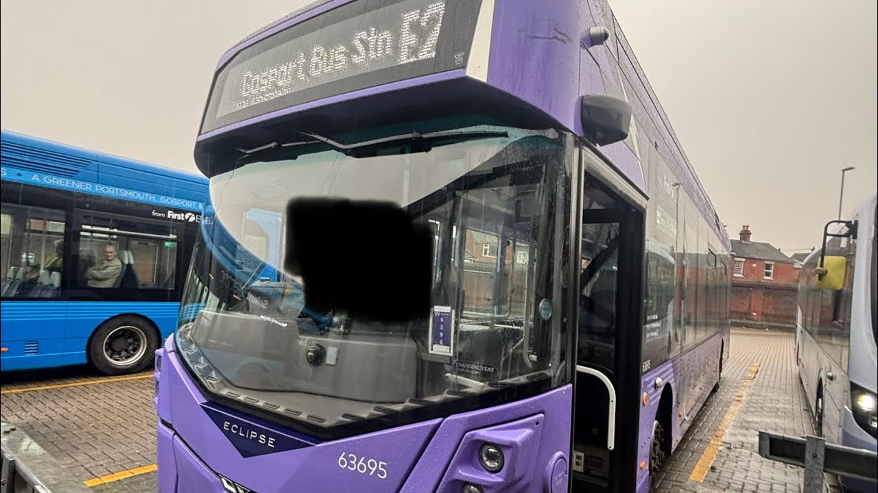 Journey onboard First Solent 63695 LV24 EYU on Route E2 to Gosport