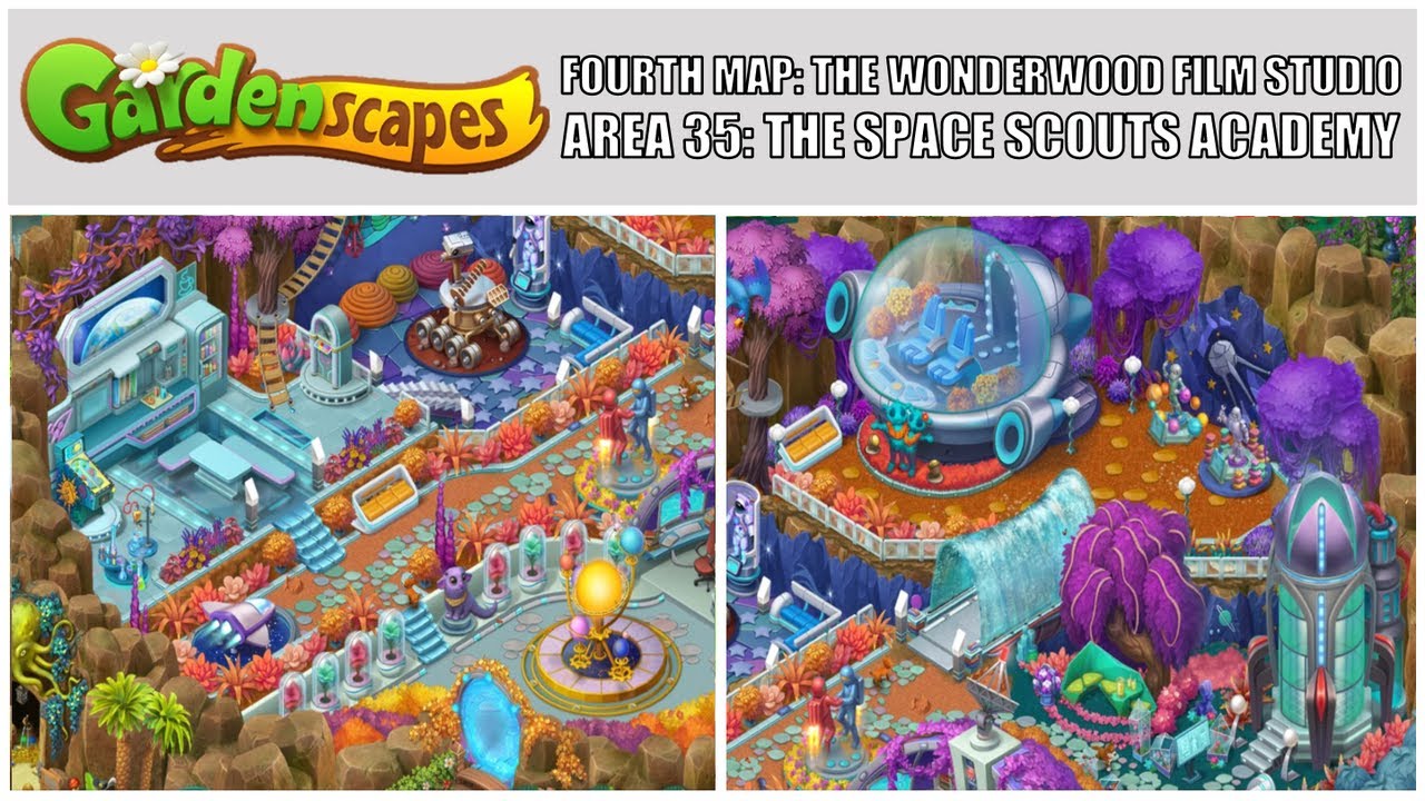 Gardenscapes: New Acres Gameplay Part 33 - Restoring Area 35: The Space Scouts Academy
