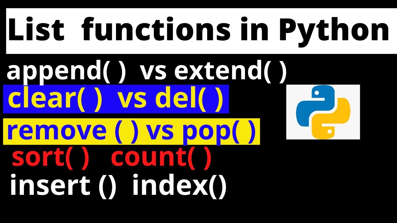 List functions and Methods in Python | append() vs extend() in Python | List Manipulation in Python
