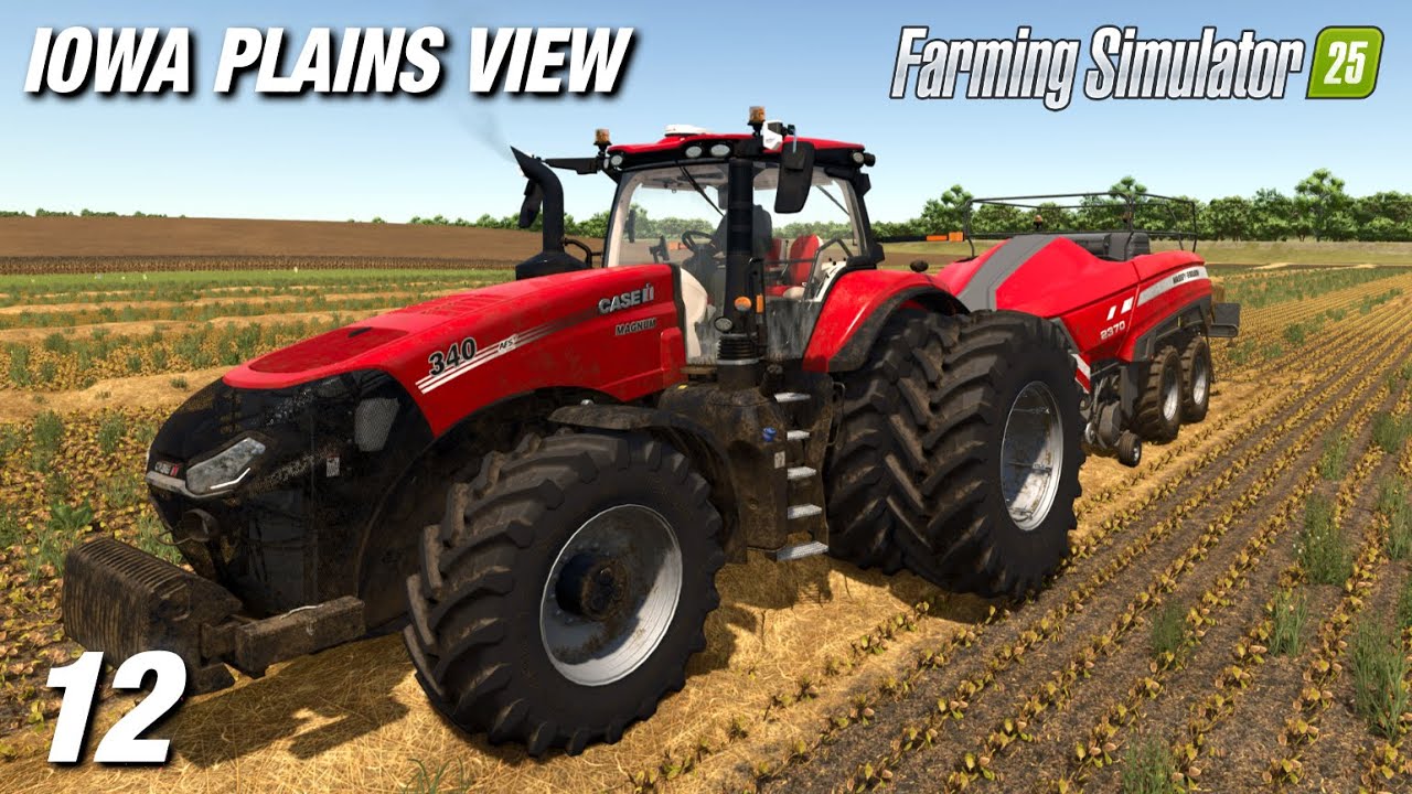 Прессование соломы для коров и проблемы с поездом?! | Iowa Plains View | Farming Simulator 25 - Э...