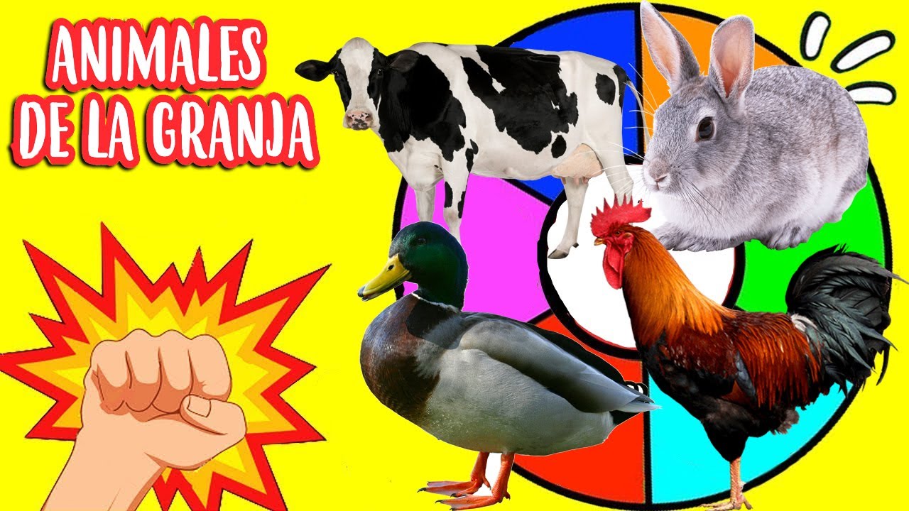 RULETA SORPRESA de ANIMALES DE LA GRANJA | Conejo, Gallo, Vaca, Burro, Oveja, Gallina, Pato