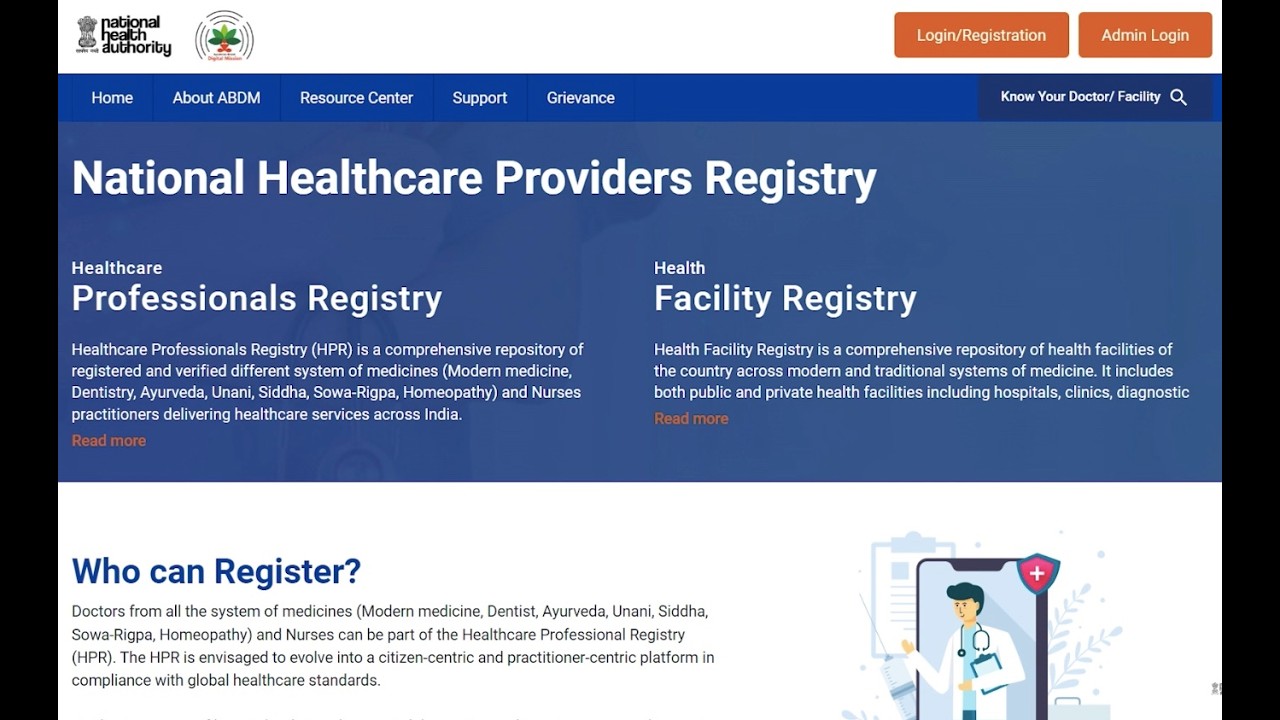 #ABDM National Healthcare Providers Registry for Healthcare Professionals/Facilities