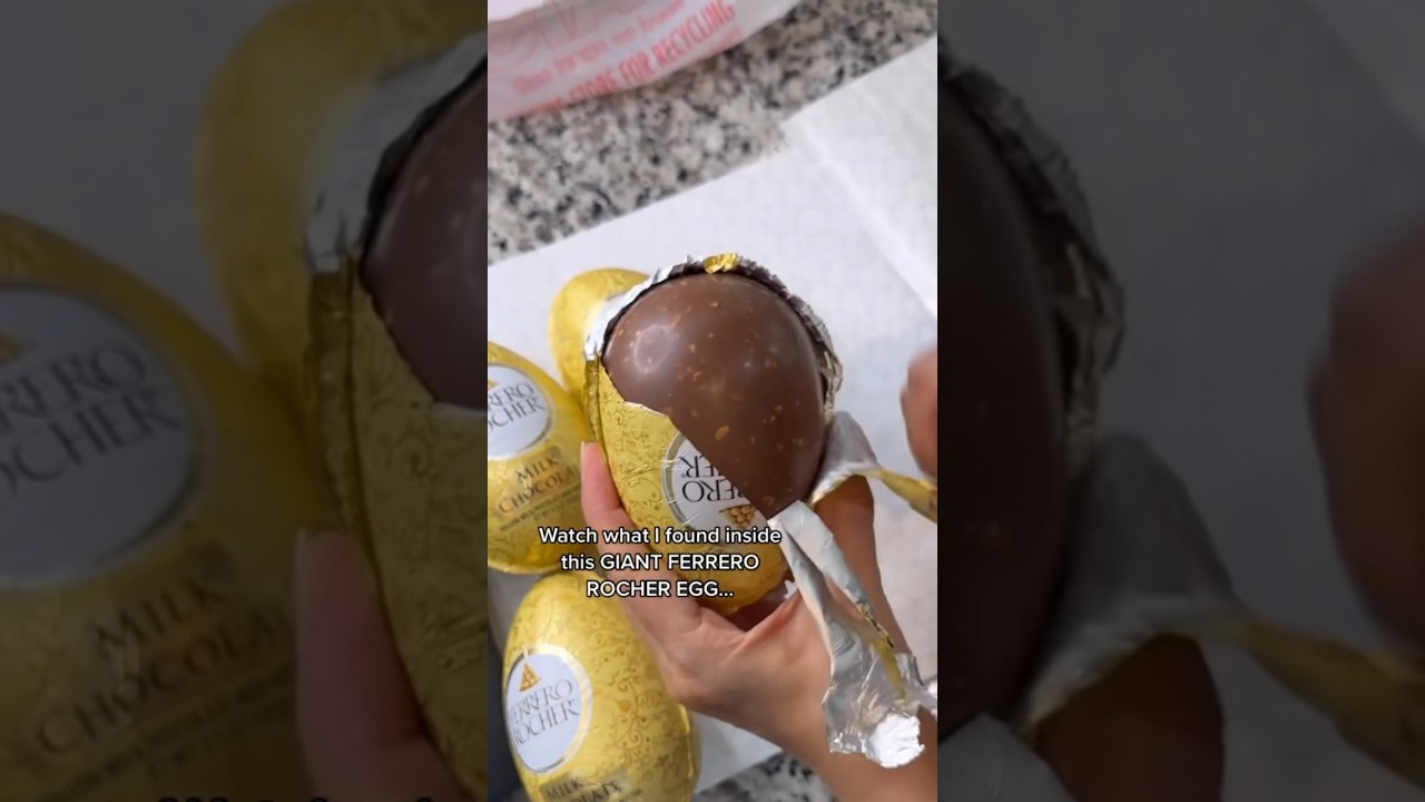 WATCH WHAT I FOUND INSIDE GIANT FERRERO ROCHER EGG #shorts #viral #mukbang