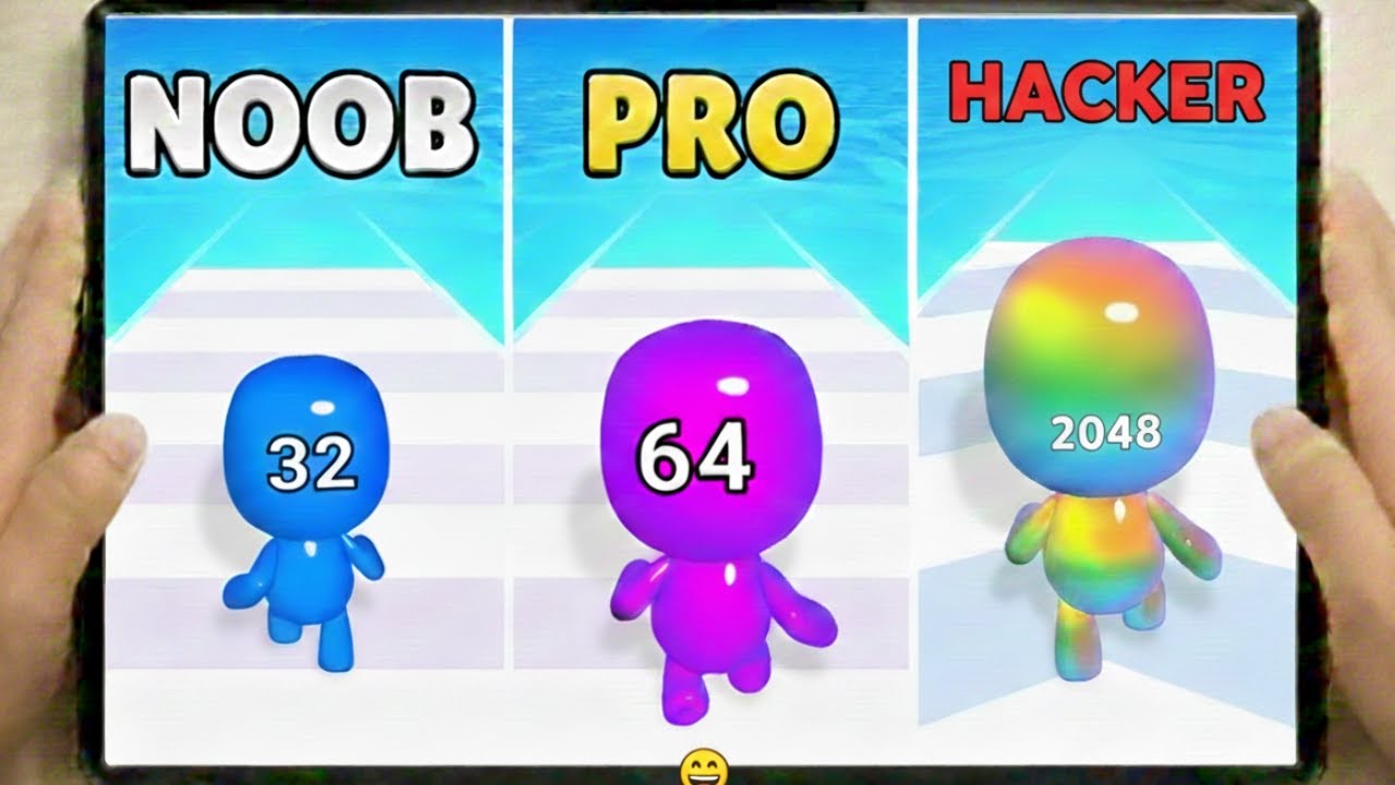 NOOB vs PRO vs HACKER in Man Run 2048 🏃‍♂️🎮🔥