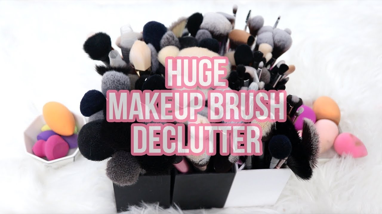 HUGE MAKEUP BRUSH DECLUTTER (I cried)