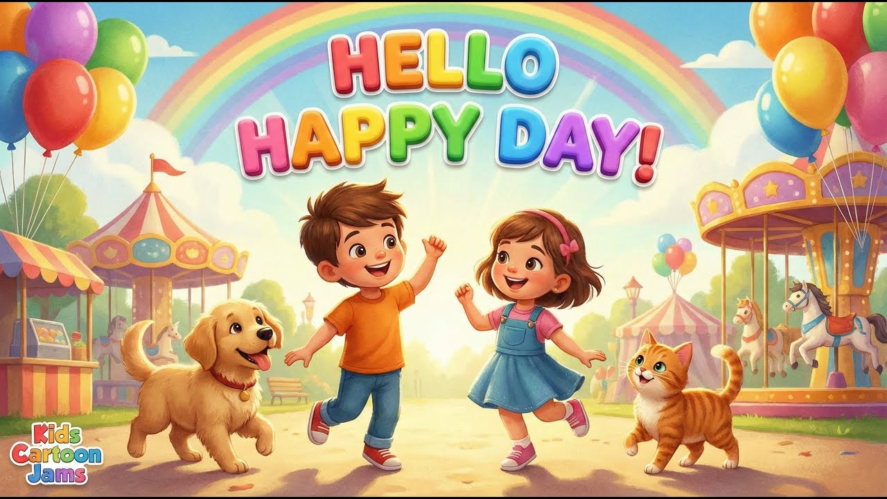 Hello Happy Day! ☀️ Fun & Energetic Morning Song for Kids (2-6 Years) | Nursery Rhymes