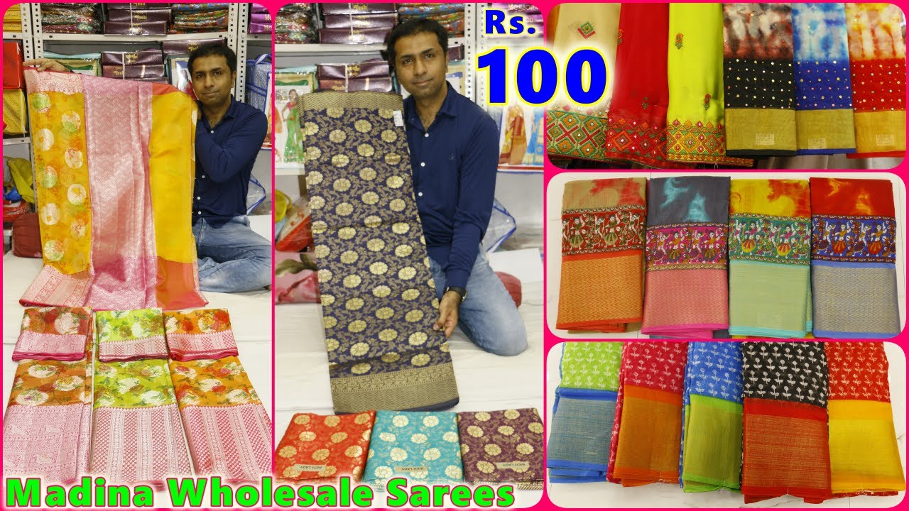 COD Available,  Madina Wholesale Sarees, Transport Free