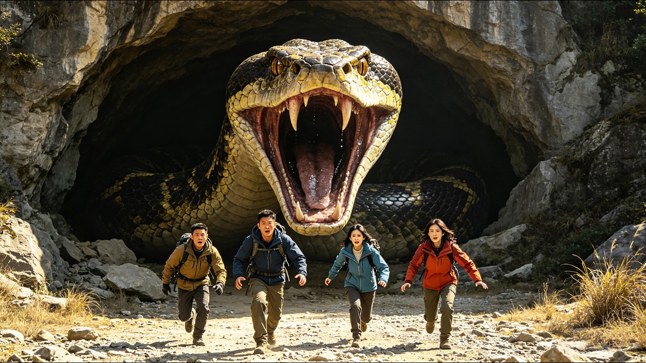 【Full Movie】災難動作電影，巨蟒來襲，人類躲到山洞中卻遭遇比巨蟒更可怕的雞冠蛇！