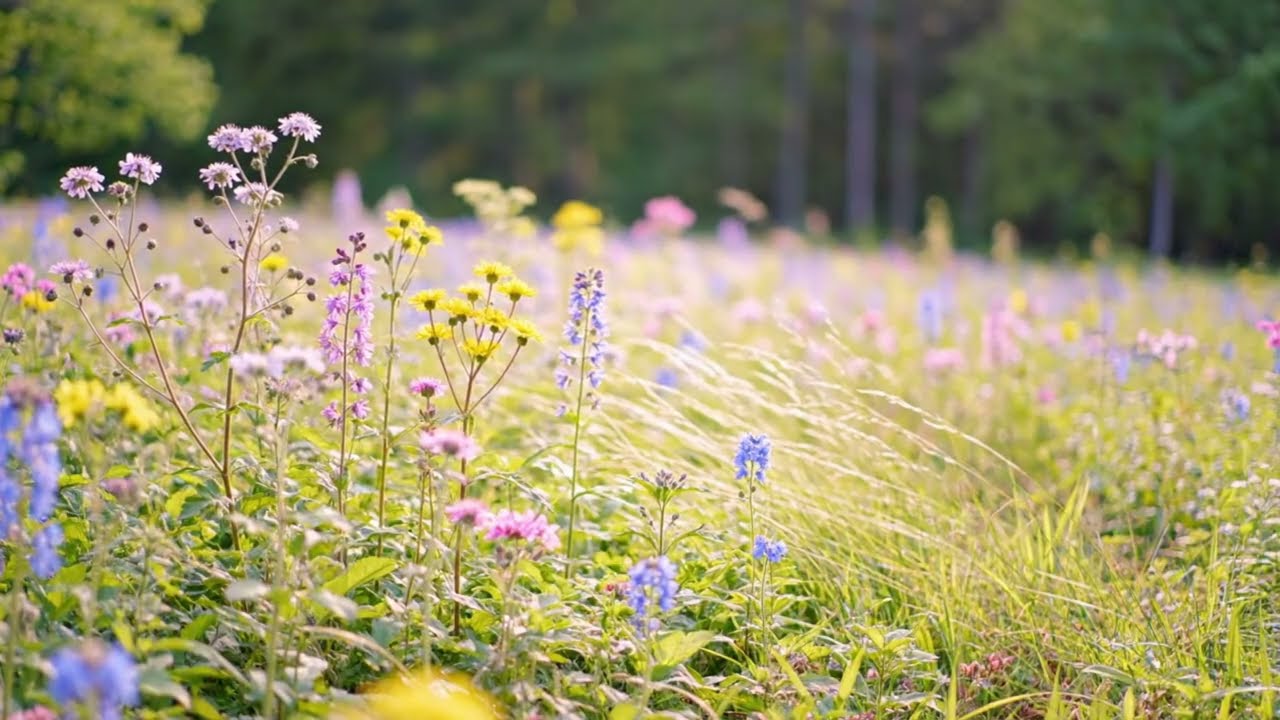 Peaceful Wildflower Meadow Sounds (1 Hour)🌼🐦 | Calming Birds for Sleep, Study & Stress Relief