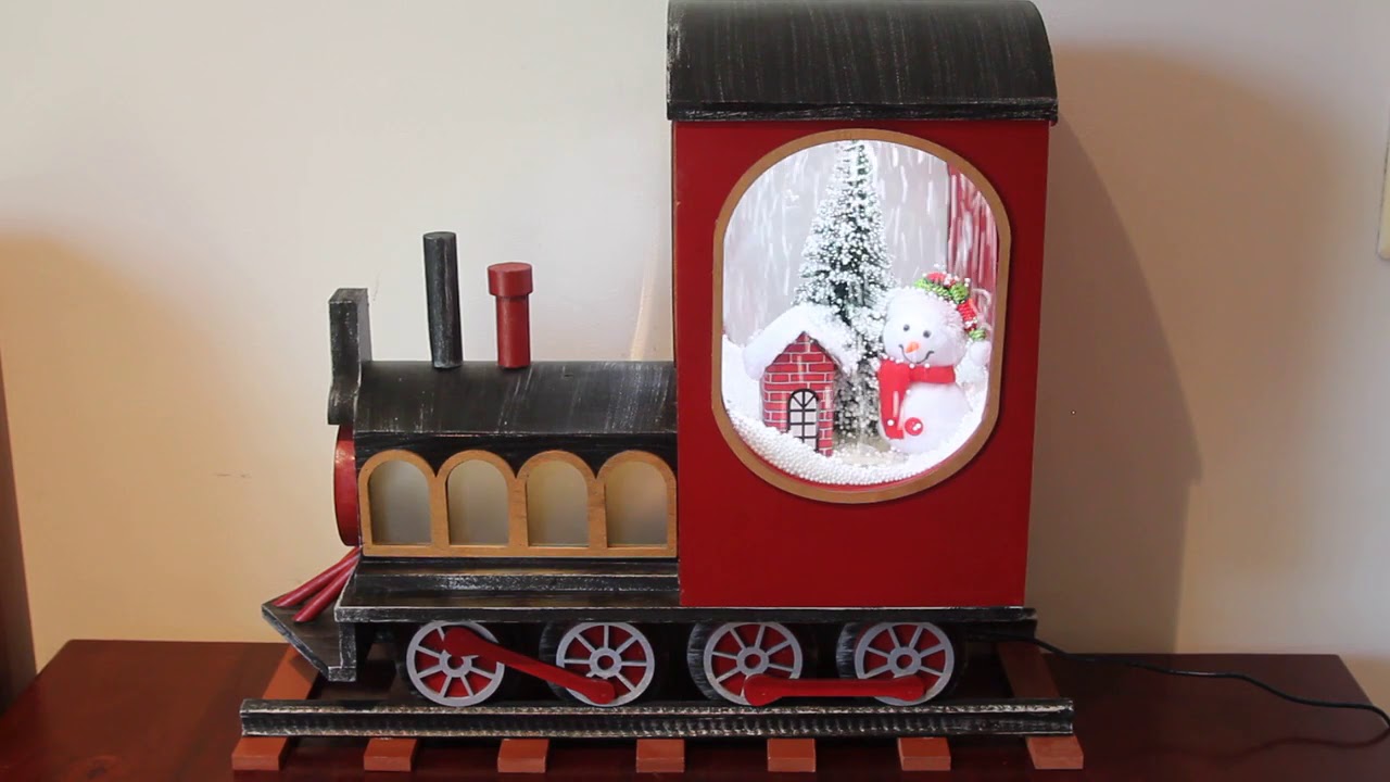 Snowy Christmas Train Decor with Music and LED Lights | VickySun.com.au