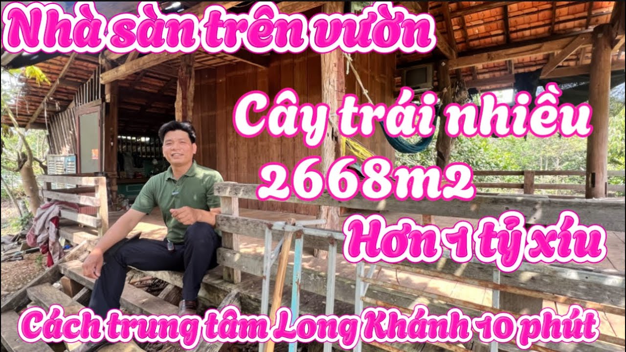 Nhà sàn gỗ trên vườn trái cây đủ loại. Cách trung tâm thành phố Long Khánh 10 phút. 2668m2 hơn 1 tỷ