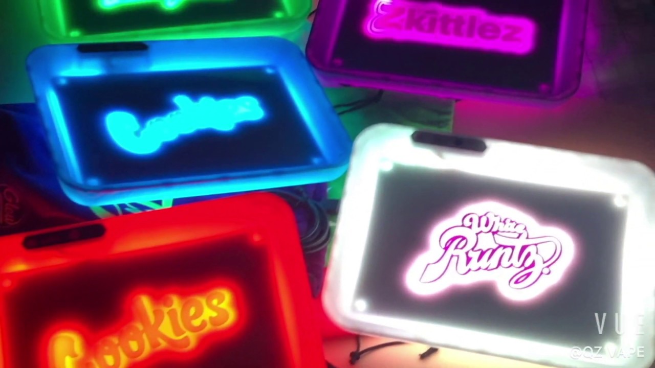 Cookies Runtz Zkittlez Alien labs LED glow rolling tray lit up tray