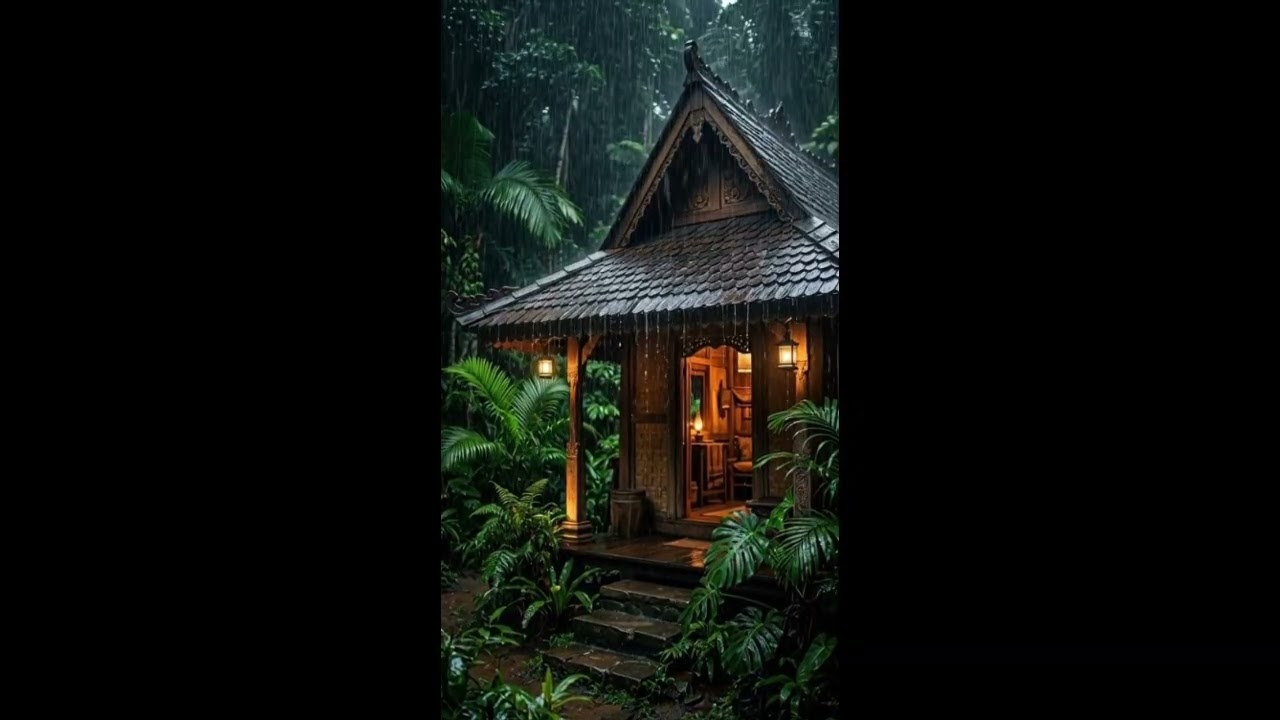 Bali Wooden Hut Rain 🌧️ | Suara Hujan di Atap | Deep Sleep ASMR