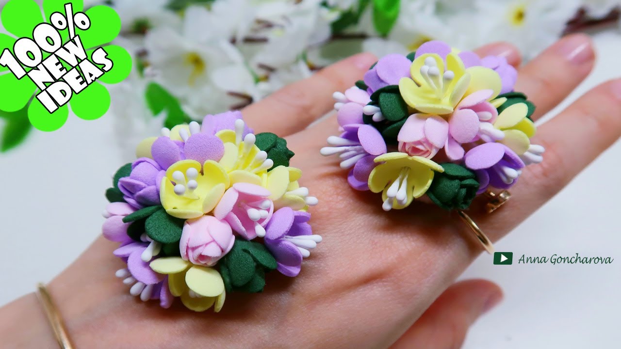 Цветы из фома за 5 минут 🌸🌸🌸 Резинки Заколки из фоамирана