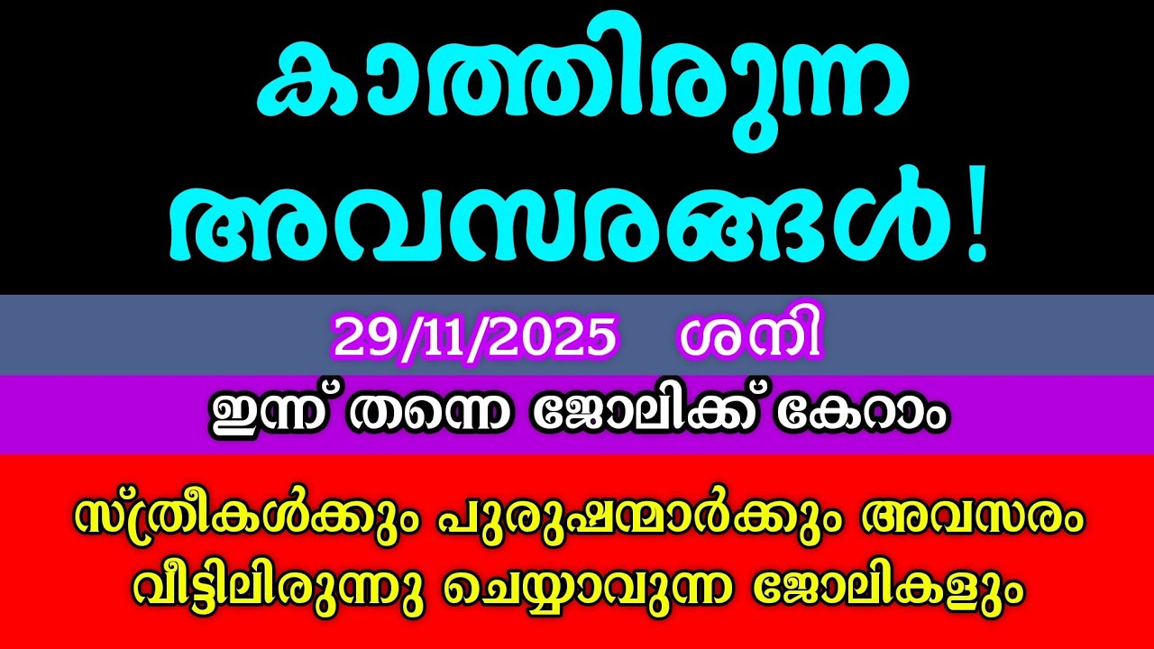 ഇന്ന് വന്ന ജോലി അവസരങ്ങൾ| KERALA JOB VACANCY| MALAYALAM JOB VACANCY| TODAY JOB VACANCY| ജോലി ഒഴിവുകൾ