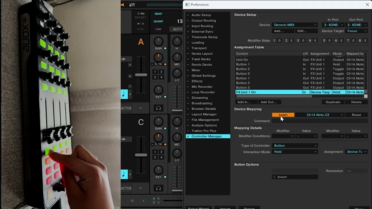 Tutorial - Mapeo de Xone K2 con modificadores para parámetros de efectos en Traktor Pro 3. Parte 2