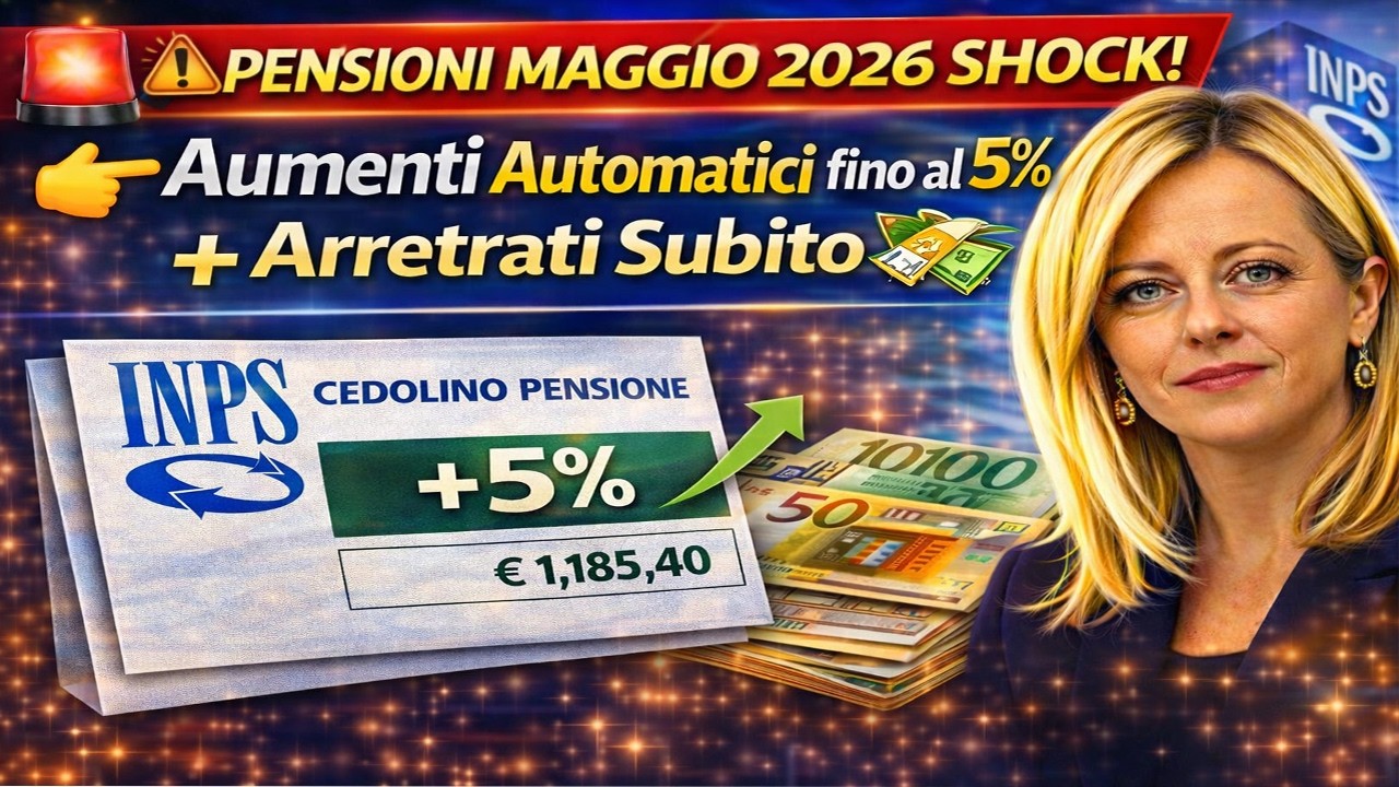 🚨 PENSIONI MAGGIO 2026 SHOCK! 👉 Aumenti Automatici fino al 5% + Arretrati Subito 💸