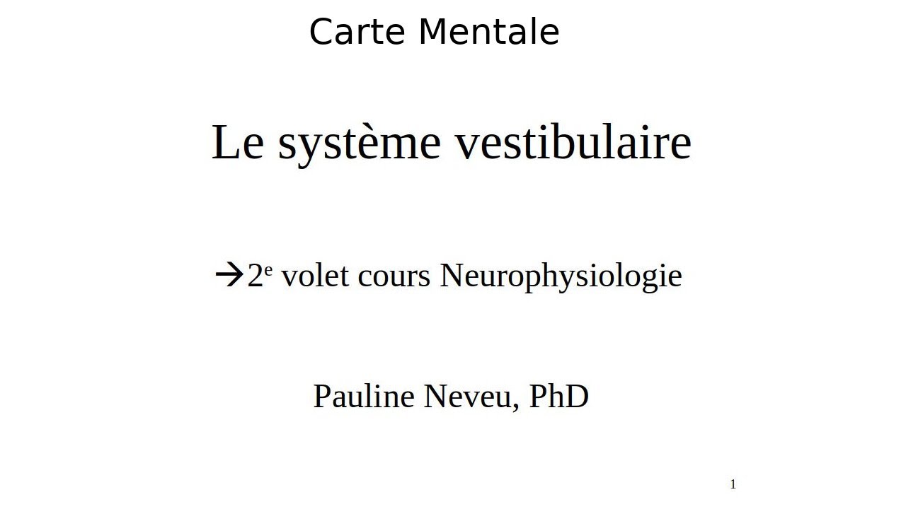 Neurophysiologie – carte mentale 008 – Le système vestibulaire – Dr Pauline Neveu