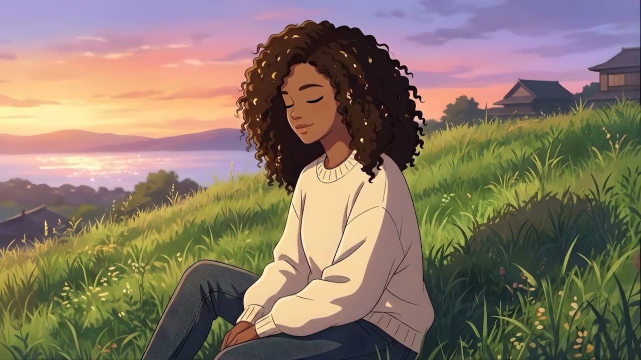 Lakeside Hill Lofi – Meadow Sunset for Meditation | #lofihiphop #chillhop #studybeats