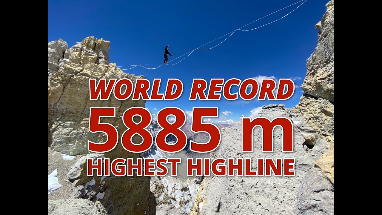 Slackline World Record: Highest Highline @5885m above sea level