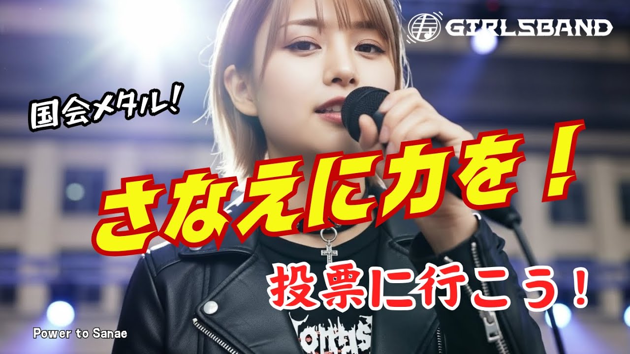 【国会メタル】さなえに力を！選挙に行こう！/ 寿ガールズバンド（AI動画）by 寿STUDIO