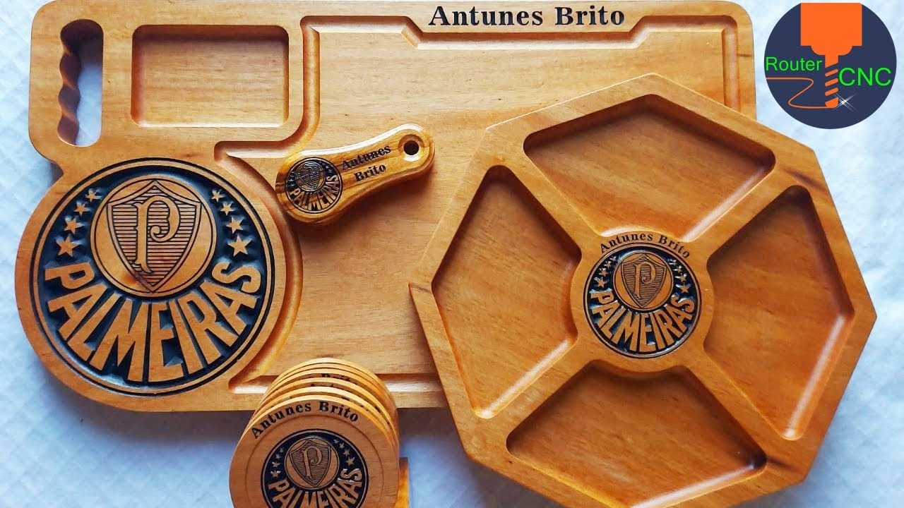 Usinagem de tábua de corte e petisqueira do palmeiras/CNC ROUTER.
