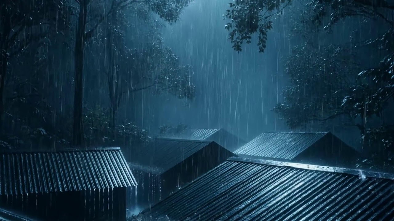 Dark Forest Rain On A Metal Roof With Echoing Thunder For Deep Rest And Better Night Sleep