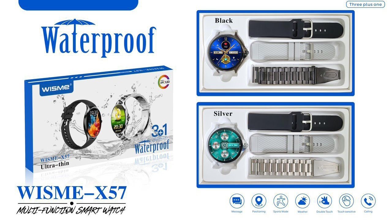 WISME-X57 WaterProof MULTI-FUNCTION SMART WATCH Three Plus One 3+1