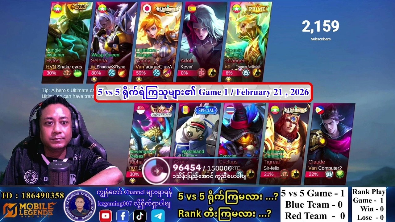 5 vs 5 ရိုက်ရဲကြသူများ၏ Game 1 / February 21 , 2026
