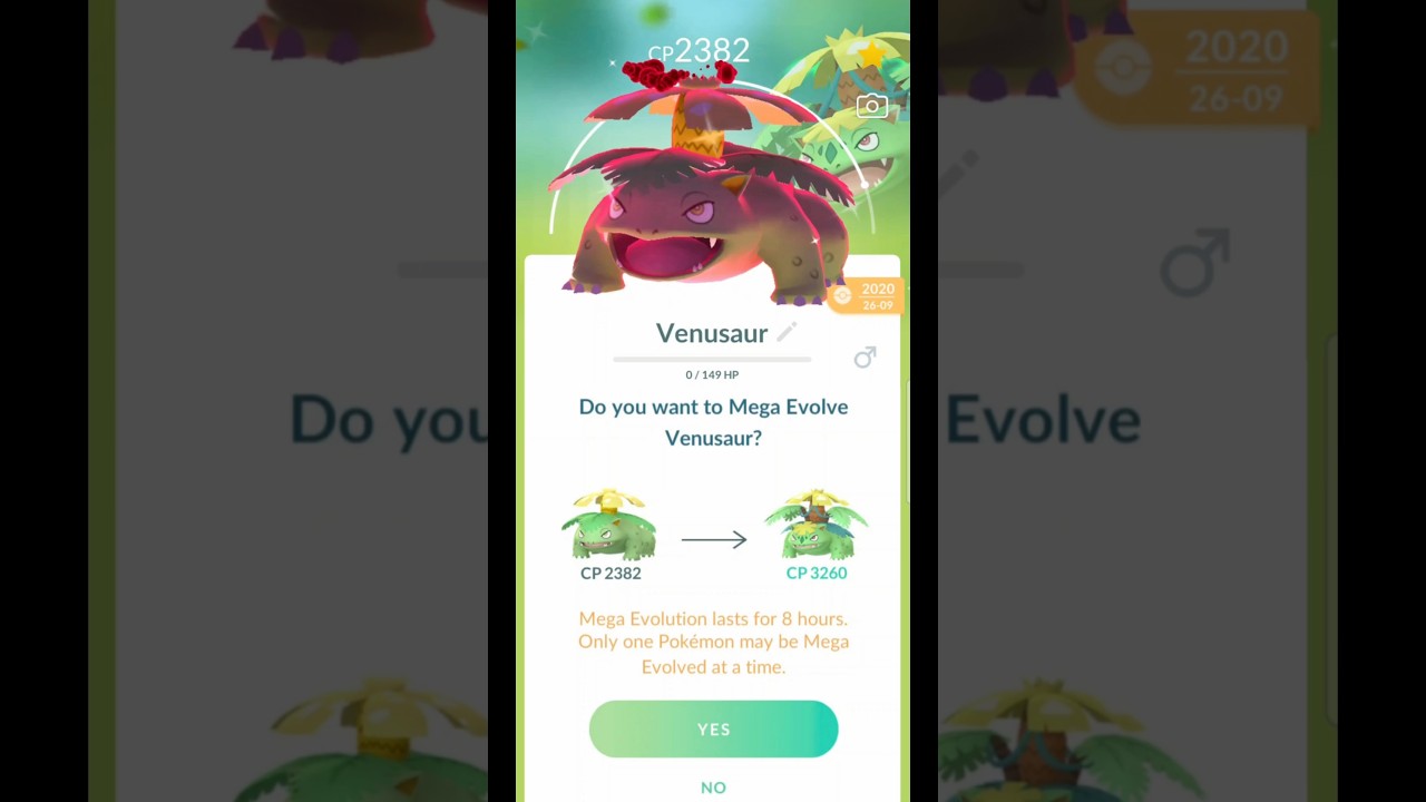 Evolving✨Dynamax Venusaur into Mega Venusaur in #pokemongo