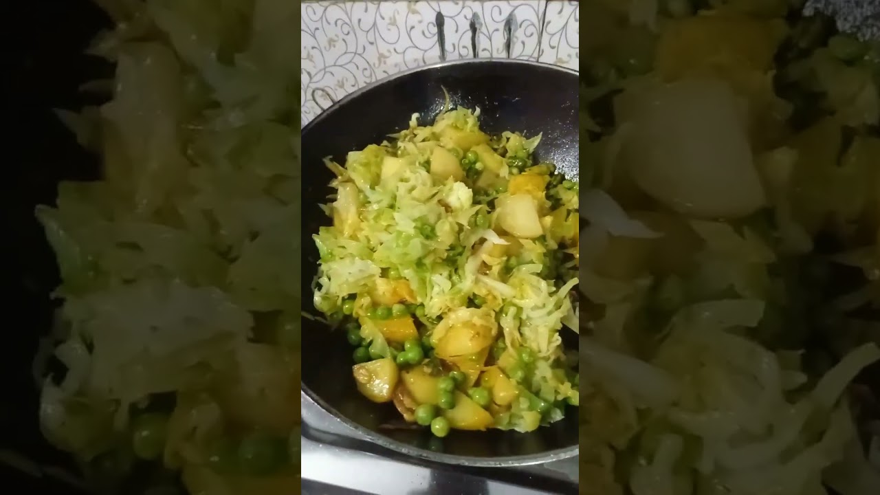 Patta gobhi ka  matar aalu sabji roti recipe