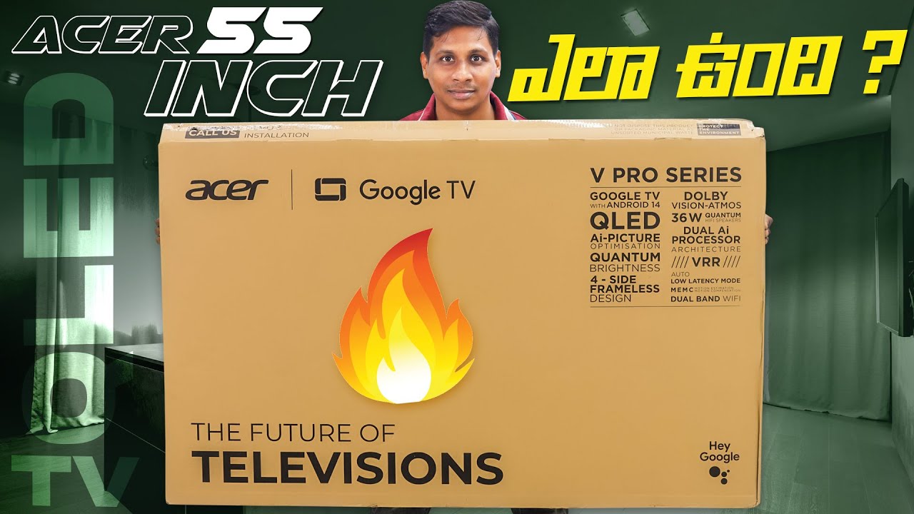 Acer V Pro 4K QLED TV 55inch Review in Telugu