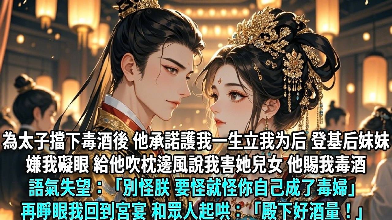 為太子擋下毒酒後，他承諾護我一生；後來他登基為帝，立我為后，卻將真心給了妹妹。妹妹嫌我礙眼，給他吹枕邊風說我害她兒女，他賜我毒酒，語氣失望：「別怪朕，要怪就怪你自己成了毒婦。」再睜眼，我回到宮宴，看著