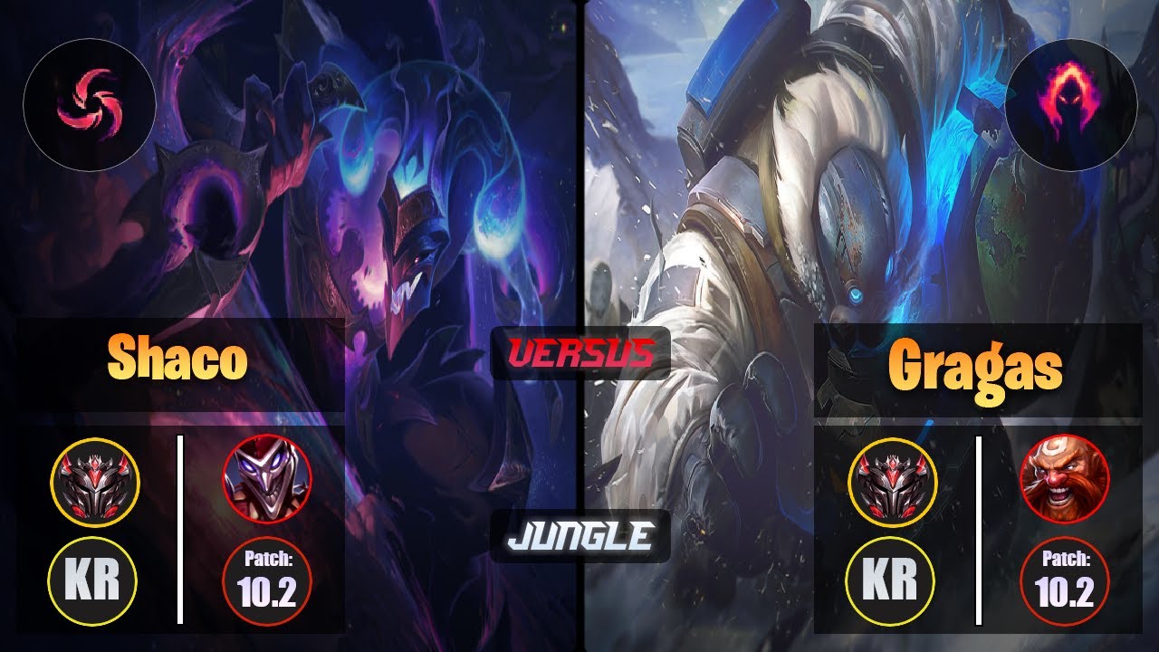 GrandMaster SHACO [Hail of Blades] (Jungle) VS  GRAGAS - Grandmaster KR Patch 10.2