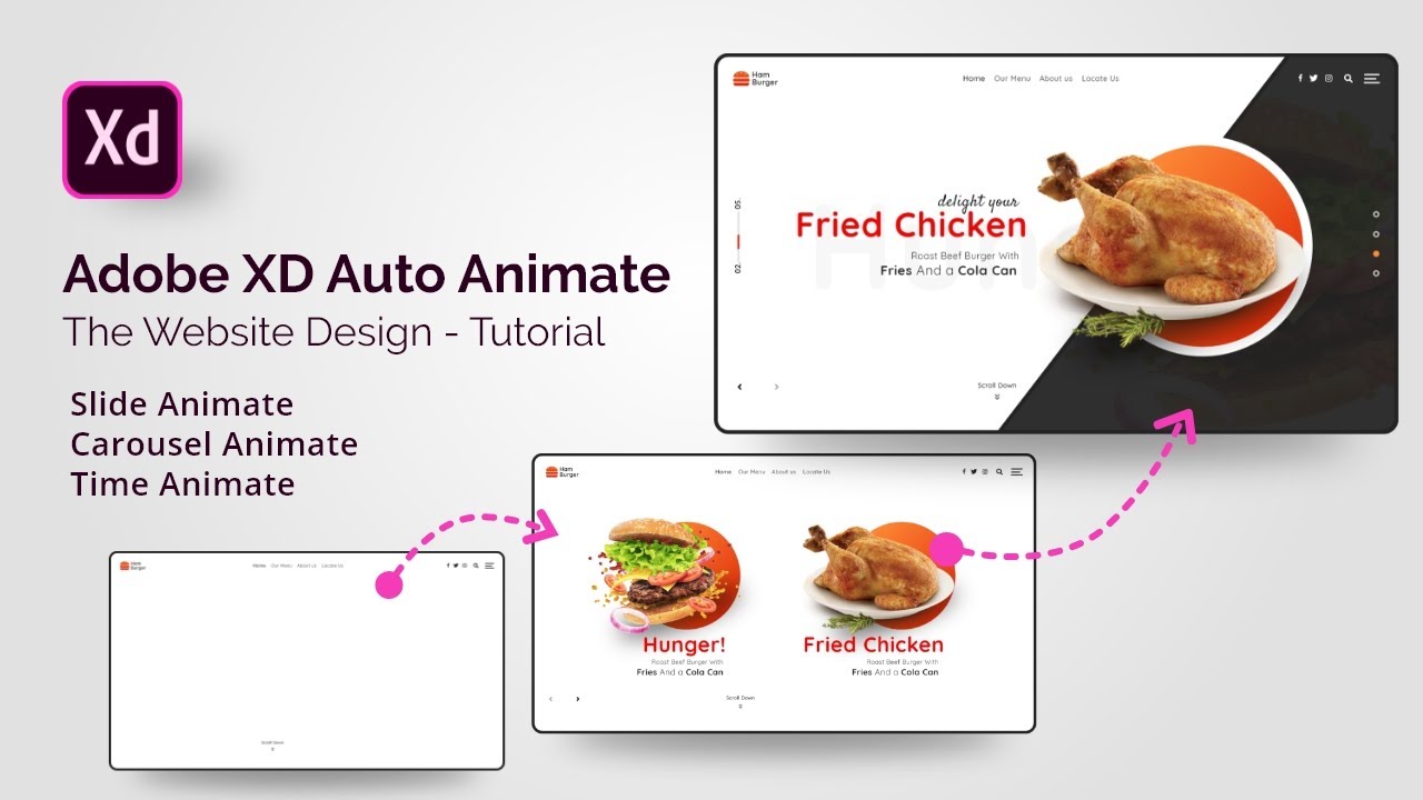 Adobe XD Auto Animate the Website Design - Tutorial