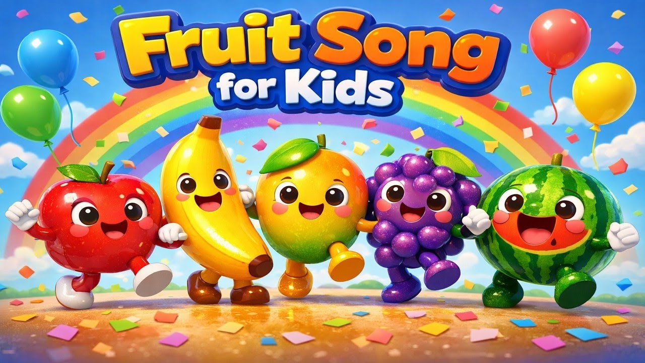 फल खाओ फल खाओ 🍎🍌 | Healthy Fruits Song for Kids | Hindi Rhymes |happy balgeet