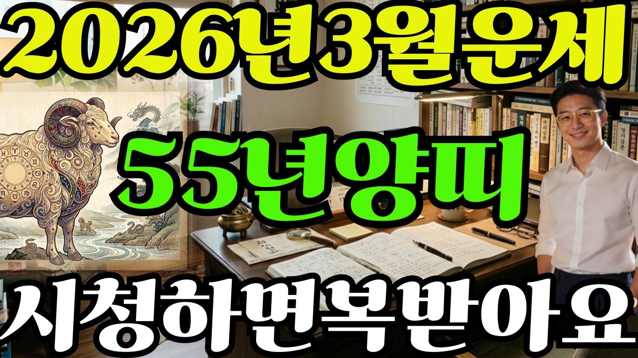 [55년양띠26년3월운세]시청하면복받아요!!1955년을미생양띠26년3월운세