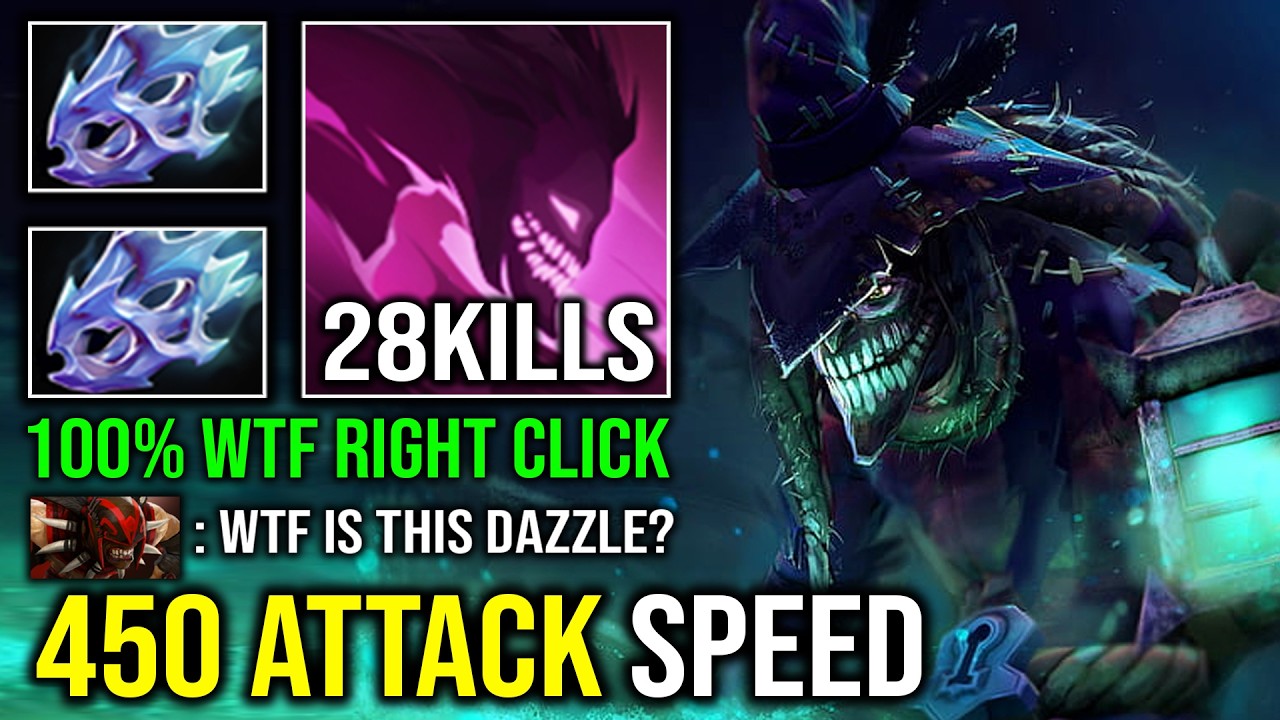 WTF +450 ATTACK SPEED Double Moon Shard 100% Hybrid Right Click Hit Like a Truck Dazzle Dota 2