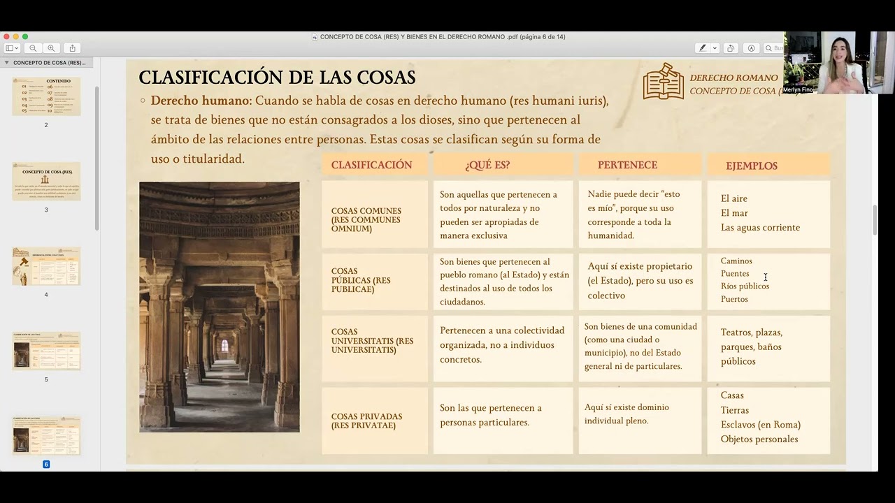 Tema: Concepto de cosa y bienes en el Derecho Romano