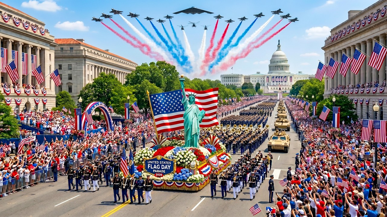 🔴 В прямом эфире: 🇺🇸 Парад в честь Дня американского флага 2026 | Эпическая военная церемония и п