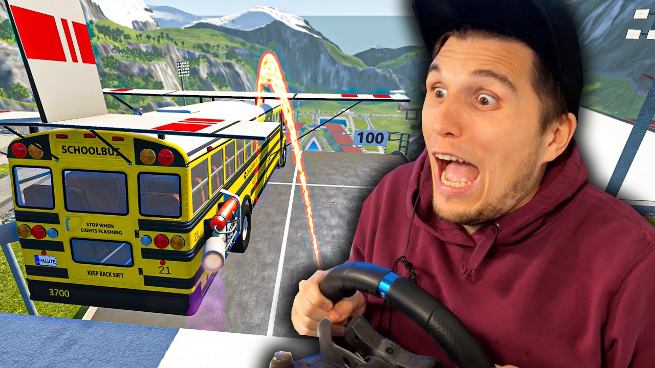 Mit dem fliegenden RAKETEN-SCHULBUS über die XXL SPRUNGSCHANZE! | BeamNG