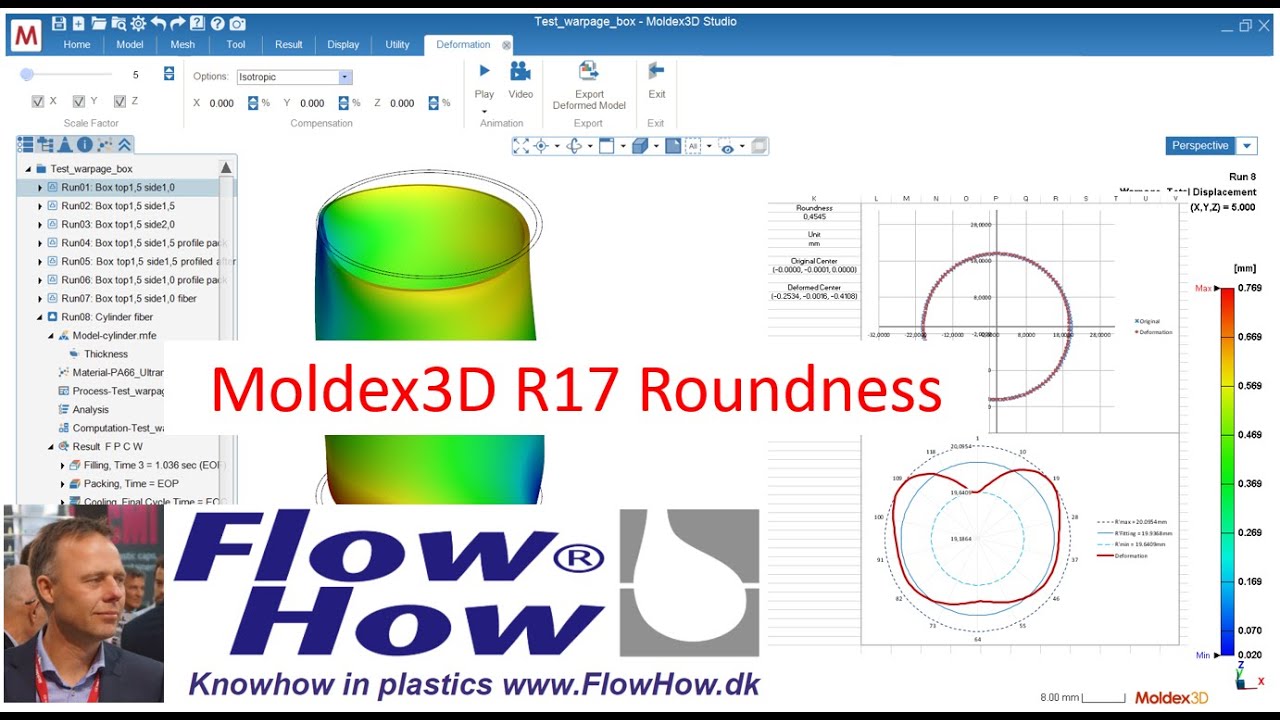 Moldex3D R17 measure roundness in your warpage result by FlowHow&reg;