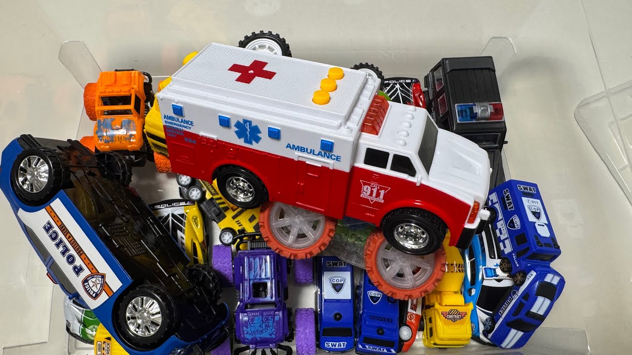 DEEP ASMR Toy Sounds 🚗🚒🚑 | Big Box Full of Cars, Fire Truck, Police & Ambulance