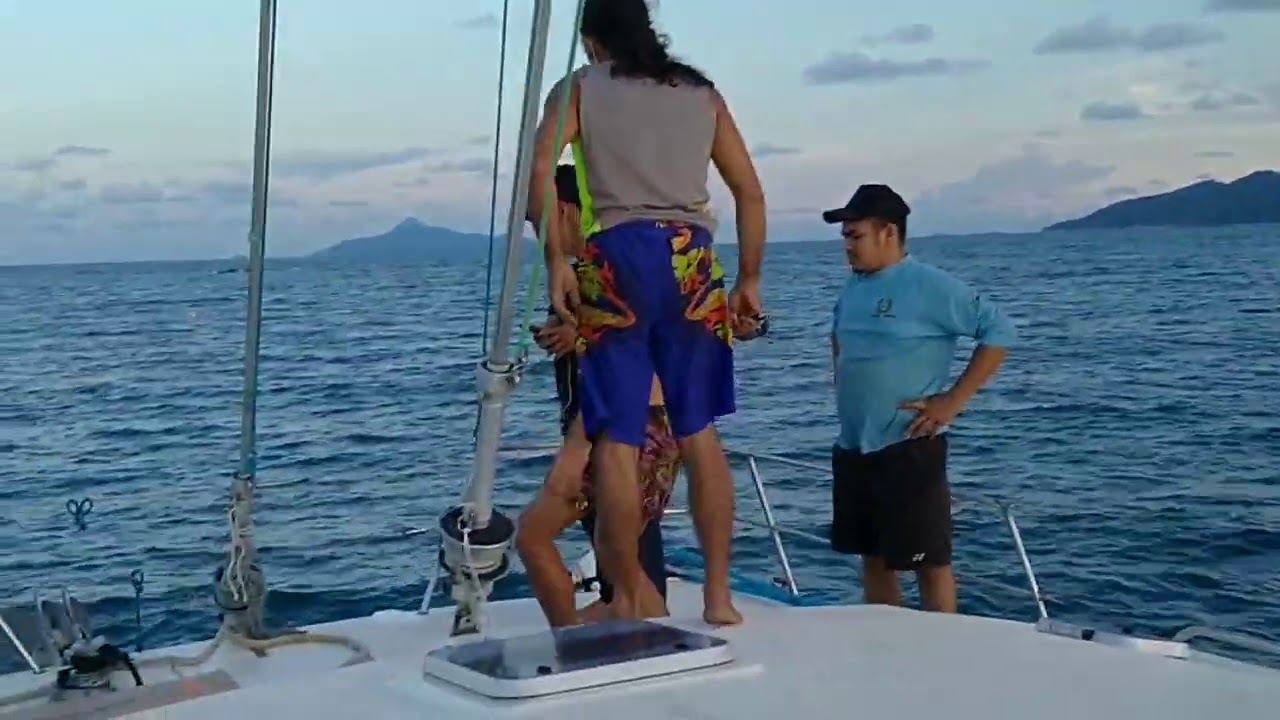 Launching, sea trial Prout Snowgoose catamaran sailboat