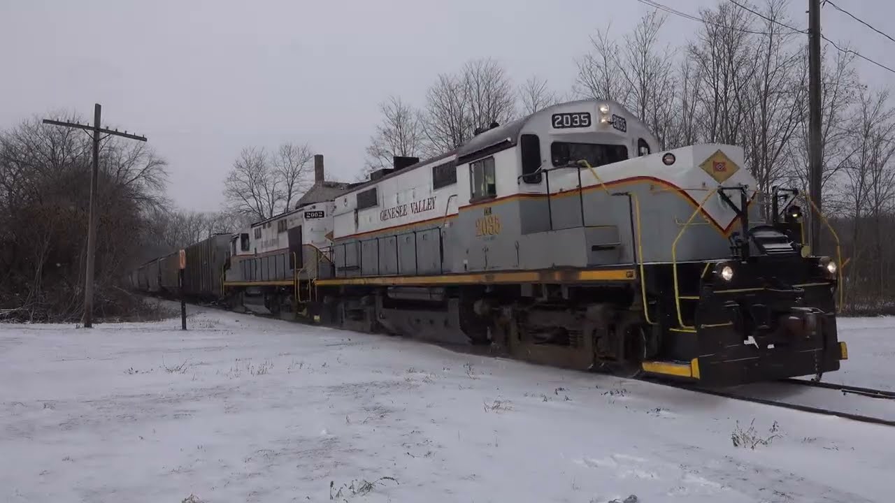 A pair of ALCO RS32s Power A Falls Road Corn Train 12/31/2025